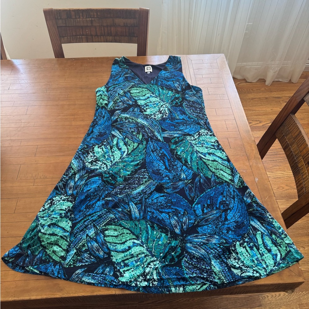 Anne Klein Blue and Green Patterned Dress
